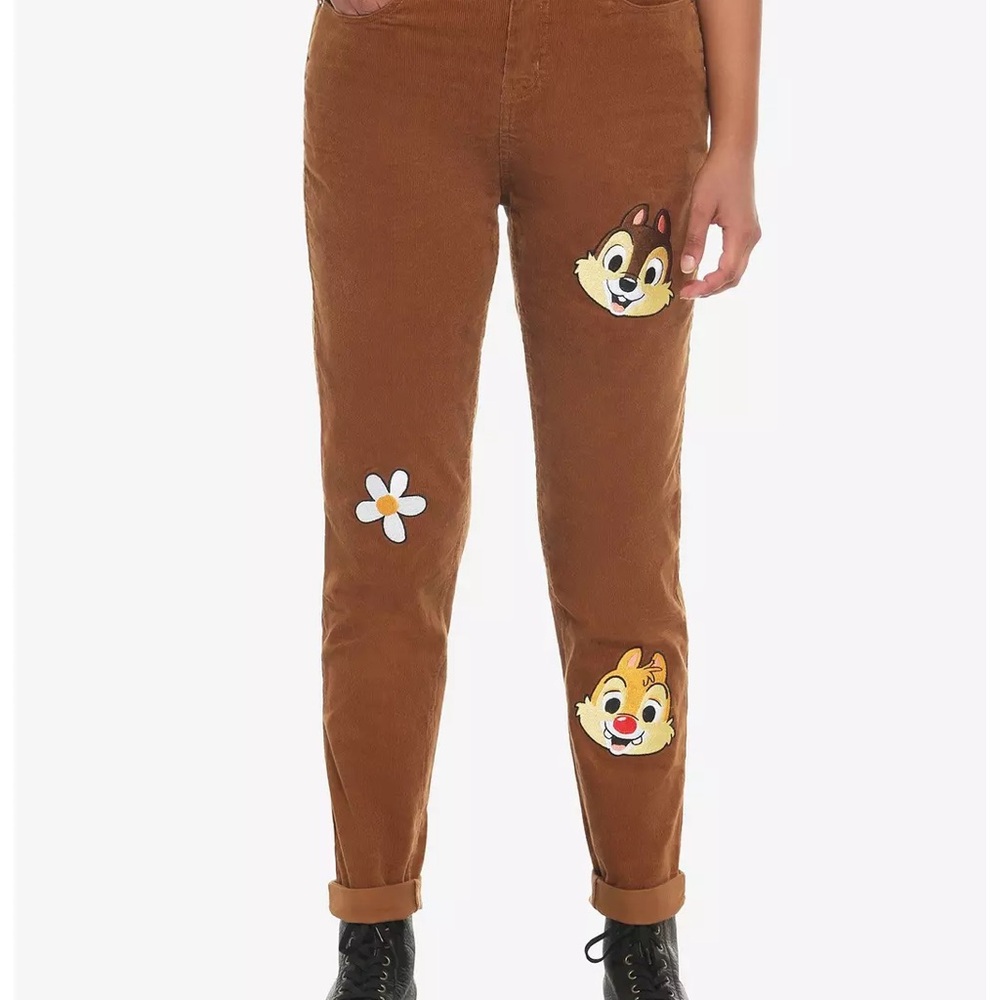 Disney Chip 'N' Dale Embroidered Corduroy Mom Jeans